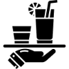 Black silhouette of a cowboy on horseback.