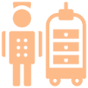 Icon of a hotel bellhop with luggage trolley.